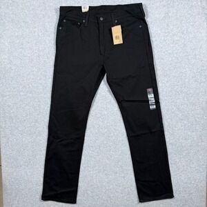 Levis 513 Slim Straight Pants Mens Black Stretch Twill Jeans 36x34 (Fits 36x32)